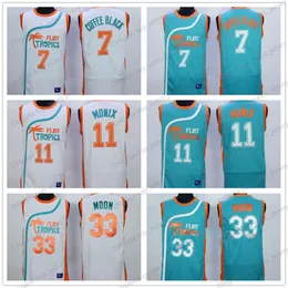 فيلم Flint Tropical شبه احترافي كرة السلة #33 Jackie Moon Jersey Shirt مخيط أبيض أبيض رخيص 11 Monix 7 Coffee Black Jerseys