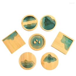 Tazze di piattini in bambù creativo resina epossidica trasparente tè rotondo porta tazza di tazza di tazza di bocce set cocina accessori