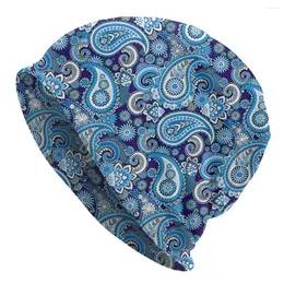 Berety niebieski wzór kwiatowy bezszwowy Paisley Babilon woda upuść unisex maska ​​cienkie wiatroodporne czapki podwójne czapki oddychające czapki