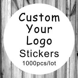 Party Supplies 1000PCS Custom Stickers/Wedding Stickers Printed LOGO Transparent Clear Kraft Adhesive Round Label Gift Tags Decorations