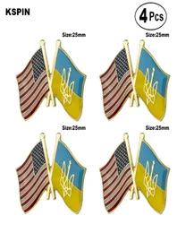 USA Ukrainy Flag Flag Flag Pin Pin Pin Bratge Brooch Icons 4PC9176141
