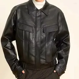 Kurtki damskie Jaqueta de couro feminina inszartraf fur płaszcz znany czarne topy z długim rękawem 2024 Streetwear Fashion Y2K