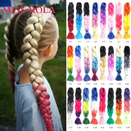MISS ROLA 32inch 165g/Pcs Twist Synthetic Hair Estensition Jumbo Braiding Kanakelon Hair Ombre Color Green Pink Purple Yellow 240506