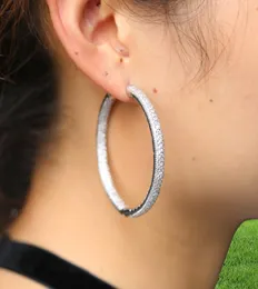 25mm 50mm 큰 작은 Huggie Hoop Earring Full Lab Diamond CZ 포장 서클 후프 유럽 패션 여성 선물 블링 후프 디자인 841833032094