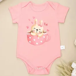 Rompers Cute Pattern Rabbit Pattern Baby Girl abbigliamento in cotone di alta qualità Contelloni per bambini comodi Pink casual Editionl2405
