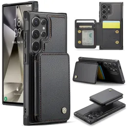 2in1 löstagbart läderkortshållare plånbokfodral för Samsung Galaxy S24 Ultra S23 S22 S21, magnetisk flip kickstand RFID Blockering av telefonomslag