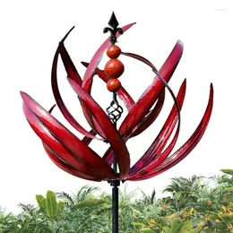 Garden Decorations 360 Degree Outdoor Wind Spinners Rotatable Metal UV Resistant Lotus Windmill Yard Display Stakes For Sidewalks Pond