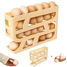 Küche Aufbewahrung 4 Ebenen stapelbarer Eier Organizer Großkapazität Automatisch Scrolling Rack Rolling Eggs Container für Kühlschrank Arbeitsplatte