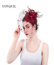 Stingy Brim Hats Marron Fashion Veils Fascinator Hat Hair Pin Bride Elegant Mesh Fedora Cap Ladies Linen Headpiece With53059466454916