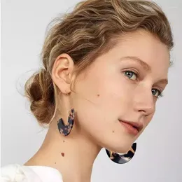 매달린 귀걸이 표현 여성을위한 표범 인쇄 기하학적 아크릴 아세트산 진술 드롭 귀걸이 2024 보헤미아 보석