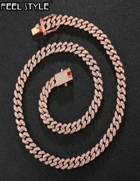 Ketten Hip Hop Bling 8mm Miami Kubanische Kette aus Men39s Halskette Strass Zirkon gepflasterte Halsketten für Männer Juwelrrychai7394349