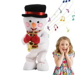 Weihnachtspüdepuppen und Musik Plüsch Santa Claus Rentier Stehpuppen Spielzeug Plüschpuppen Dekoration für Kinder und Kinder 240426