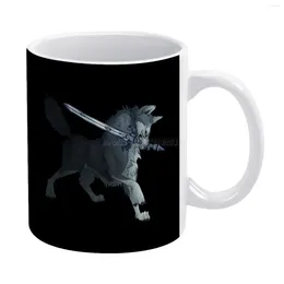 Canecas Great Grey Wolf Sif caneca branca 11oz de chá de chá de cerâmica de café presente de aniversário Dark Souls video video wo