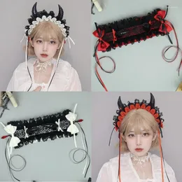 Imprezowe zapasy lolitastyle marszone koronkowy opaska na Halloween gotycka kobiety do włosów cosplay cosplay kostium anime pokojówka