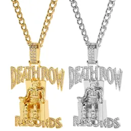 Hip Hop Deathrow Records Prisoner Necklace Rhinestones Pendant Accessories for Man Woman Led Out Jewelry 240429
