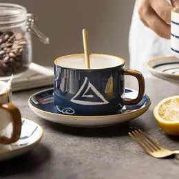 Cups Saucers handgefertigte Porzellan Kaffee Kaffee Haushalt Japanischer Stil künstlerische Goldverkleidung Teller Sets Tazas de Ceramica Creativas Tee KC50BD