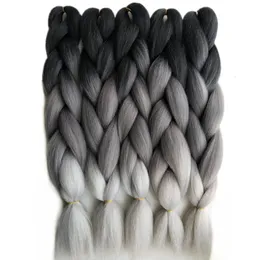 5PCS 24 Pervado Hair Jumbo Braiding Hair Bulk Synthetic Crochet Braids Hair Dark Gray Blue Green Ombre for Women 240506