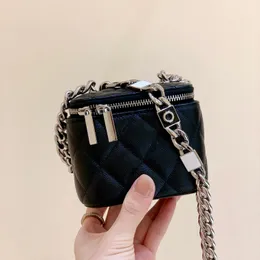Bolsa de esmalte de bolsa de designer 10A Litchi Bolsa de batom de couro com espelho embutido - bolsas de couro genuíno com autenticidade original da fábrica