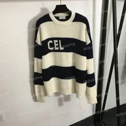 Contrast Color Letter Pullover Sweaters Long Sleeve Stripe Sweaters Women Casual Home Warm Sweater Designer Clothes Wool Knitted Tops