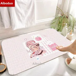 Badmattor AiBoduo 50x80cm Jujutsu Kaisen Yuji Itadori Pink Hushållens badrum set anime icke-halkdörrmattrum mjukt