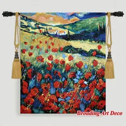 Audio bellissimi papaveri rossi jacquard weave muro di abelio che pende gobelin home art decorazione tessile aubusson size cotone 70x80cm