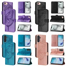 Portfel motyli Puste dla Samsung M62 M55 M15 X Cover 7 6 5 M34 M54 M14 M52 M32 M53 M33 iPhone SE 4 SE4 PU skórzana karta identyfikator skóry moda Uchwyt kwiatowy