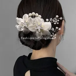 Crystal Pearl Flower Hair Comb Clip Hairn Poin For Women Bride Rhinestone Bridal Wedding Hair Accessories smycken Hårkam