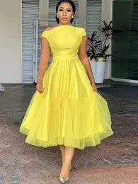 Runway Dresses Yellow Midi Formal Prom Dress Off the Shoulder Evening Dress Womens Saudi Arabian Homecoming Prom Dress 2024