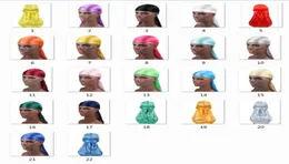 2019 22 Färgval Men039S Satin Durags Bandana Turban Wigs Men Silky Durag Headwear Headband Pirate Hat Hair Accessories8383883