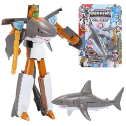 Childrens Toy Transformer Robot Electronic Smart Pet Intelligent Shark Ocean Figurine Figurine Prezent dla dzieci Drop 240508