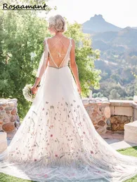Vestido de noiva floral para mulher 2023 Spaghetti tiras de deco