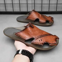 Baotou Flats Shoes Handmades Summer Beach Man Slippersize 35-48 240509