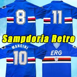 Camisas de futebol retrô 1990 1991 1992 Sampdorias futbol camisas 90 91 92 Jersey de futebol em casa Camiseta Classic Shirt Kit Maillot Maglia Mancini Vialli Vintage