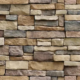 ملصقات النوافذ 3D PVC Wall Paper Brick Stone Wallpaper DIY تأثير ريفي ذاتي لاصق المنزل ديكور غرفة المعيشة ملصق #4