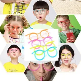 Bere cannucce novità occhiali divertenti tubo creativo morbido per bambini adulti