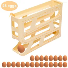 Küchenspeicher 4 Schichten Kühlschrank -Eierspender großer Kapazität Stapelbarer Veranstalter Automatisch Scrolling Rack für