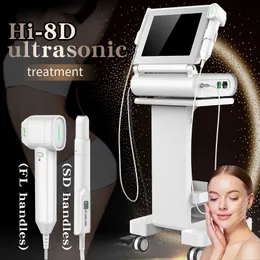 Profissional 2 manuseio 8D HIFU Anti-Riuste Slimming Machine Ultrassom Skin Skiling Face Lift Anti-envelhecimento Dispositivo