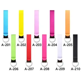 Party Favor Neoprene Wristband Keychains Solid Color Long Strip Keychain Pendant Key Decoration Chain Keyring Drop Delivery Home Gar Dhuet