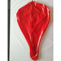 Fetishism Latex in gomma in gomma cappa uniforme cosplay rosso, mascherato