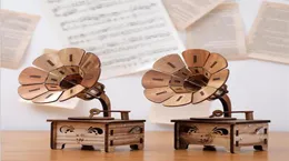 Kreatywny retro nostalgiczny fonograf muzyczny pudełko muzyczne Model domowy obszar malowniczy sprzedaż rzemiosła z drewna 19854881426