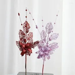 Flores decorativas Decoração artificial de flores de 42 cm Twig STEM FALSO FALHO FALHO DIY GARLANHA GRANHA ORNAMENTO RESINA PENDE