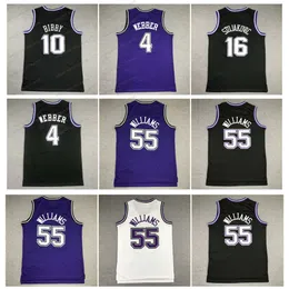 Chris Webber Jason Williams King Basketbol Forması Pejakovic Mike Bibby Geri Tüfek Formaları Beyaz Siyah Mor Boyut S-XXL