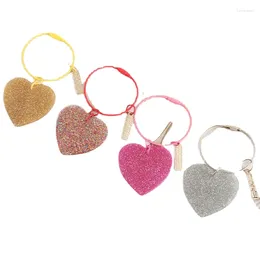 Figurine decorative Creative Broken Color Love Key Ring Teso Penderant Torchia rettangolo Metal Decorazione della borsa per amanti freschi