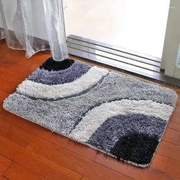 Carpets Bathroom Mat Non Slip Living Room Bedroom Abstract Blue Grey Brown Lattice Plush Fabric Mats Tapetes De Cozinha Home Decoration