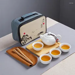 Zestawy herbaciane zielone herbatę chińskie białe podróż jeden czajnik cztery filiżanki projektant designerski ceramiczne naczynia naczynia naczynia naczynia