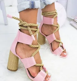 Loozykit 2019 Summer Espadrilles Women Sandals Heel Pointed Fish Mouth Sandals Hemp Rope Lace Up Mujer Platform Sandals Y190705032889951