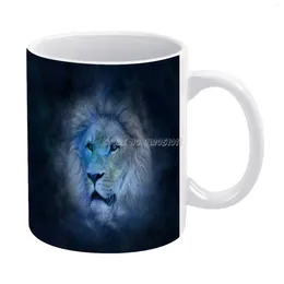 Kubki leo horoskop biały kubek na zamówienie śmieszne herbaty prezent spersonalizowany znak kawowy znak Lion ciemnoniebieski