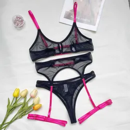 Set sexy più dimensioni sexy set di reggiseno in pizzo per donna sottile trasparente comoda e mutandine biancheria bianche