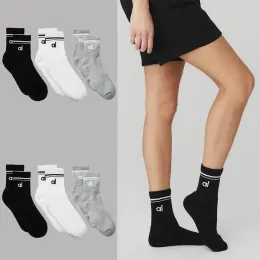 AL YOGA Calzini di cotone Sport vintage Long Calzino Yoga Pilates Fitness Solido Calzini a colori a colori da donna Yoga Long Socks