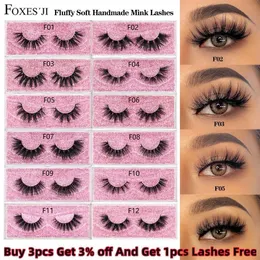 Falsos cílios FOXESJI MINK EYELASH FLUFFY DRAMATIC WISPY FALSE CRUMA EXTENSÃO NATURAL 3D MAGAÇÃO Q240510